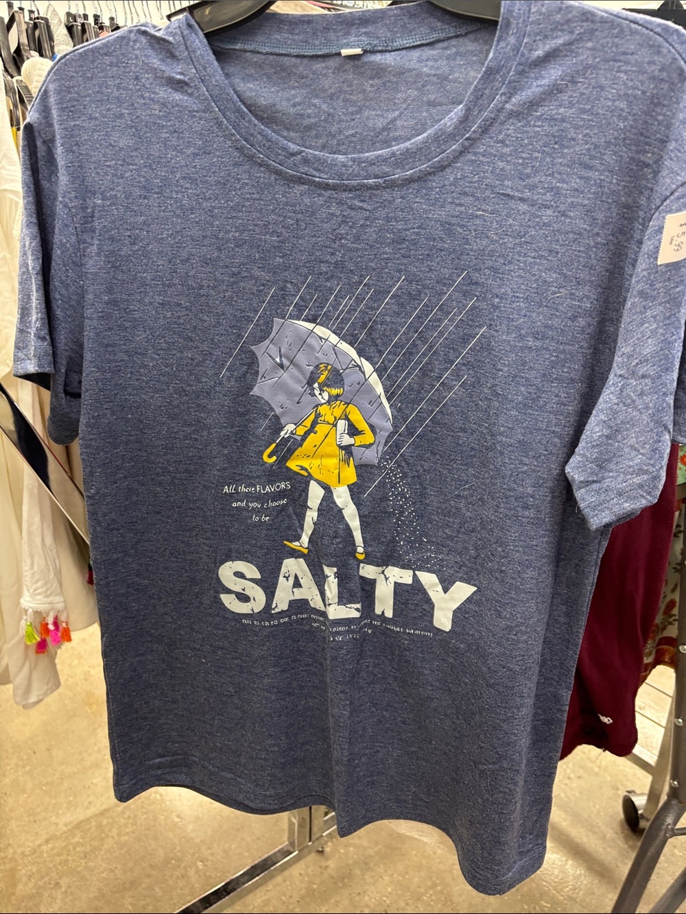 Women’s 'Salty' Graphic Tee - Blue with Yellow Accent